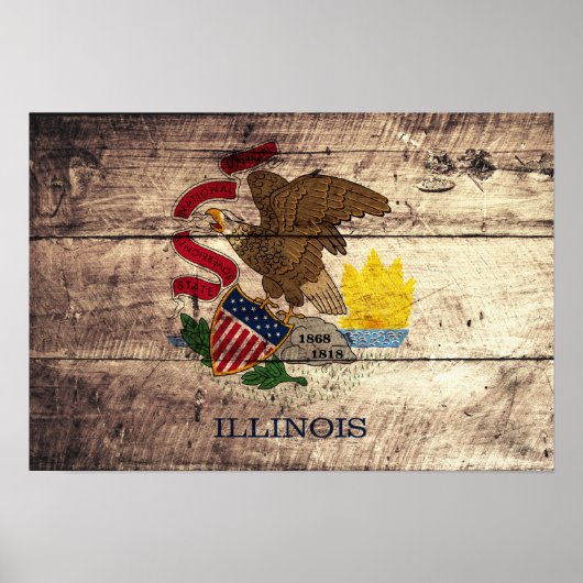 Old Wood Illinois Flag Poster (Voorkant)