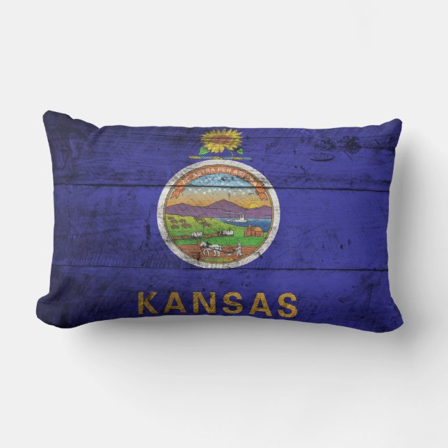 Old Wood Kansas Flag; Kussen (Voorkant)