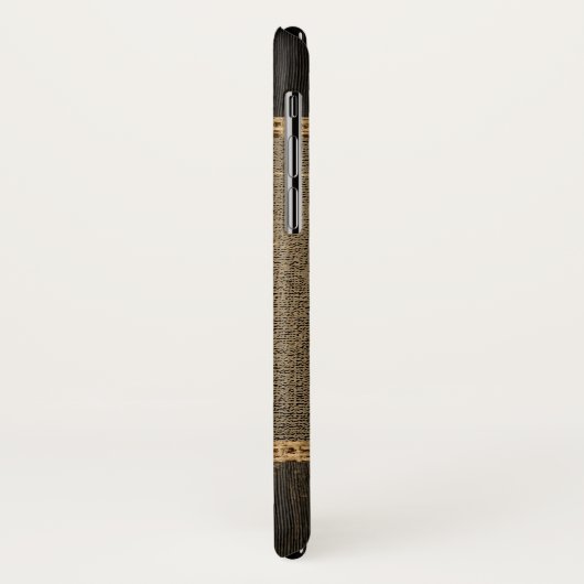 Old Wood Kijk Burlap Rustic Monogram Case-Mate iPhone Case (Achterkant/links)