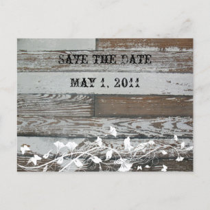 Old Wood Look Save the Date Aankondigingskaart