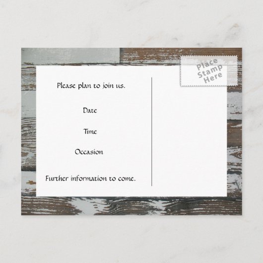 Old Wood Look Save the Date Aankondigingskaart (Achterkant)