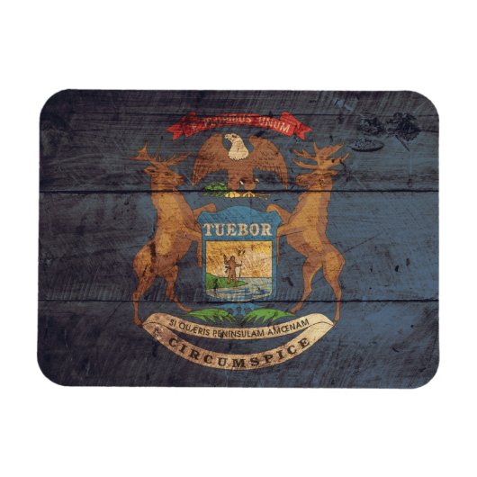 Old Wood Michigan Flag Magneet (Horizontaal)