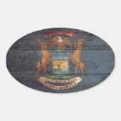Old Wood Michigan Flag Ovale Sticker (Voorkant)