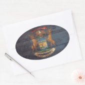 Old Wood Michigan Flag Ovale Sticker (Envelop)