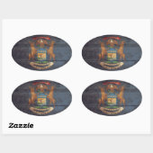 Old Wood Michigan Flag Ovale Sticker (Vel)