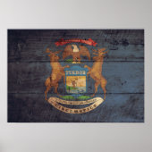 Old Wood Michigan Flag Poster (Voorkant)