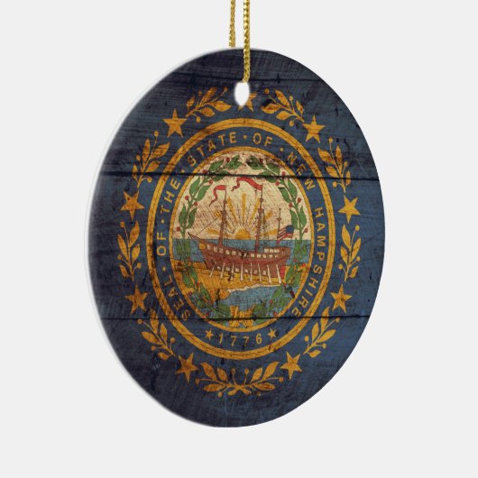 Old Wood New Hampshire Flag Keramisch Ornament (Rechts)