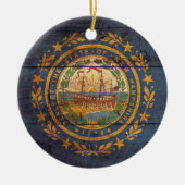 Old Wood New Hampshire Flag Keramisch Ornament (Voorkant)