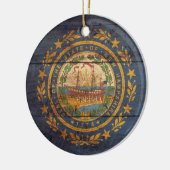 Old Wood New Hampshire Flag Keramisch Ornament (Links)