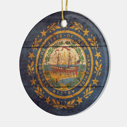 Old Wood New Hampshire Flag Keramisch Ornament (Links)