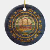 Old Wood New Hampshire Flag Keramisch Ornament (Achterkant)
