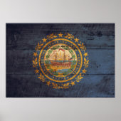Old Wood New Hampshire Flag Poster (Voorkant)
