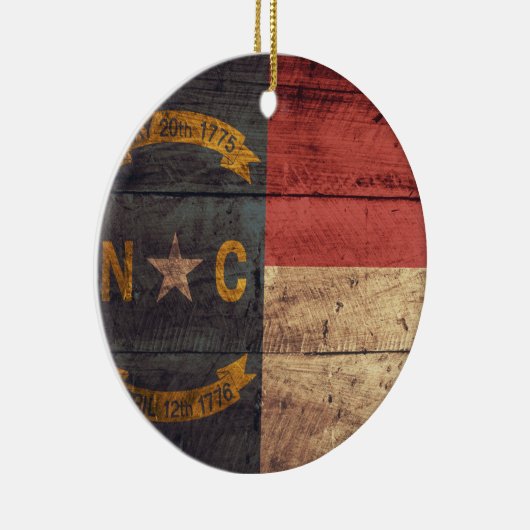 Old Wood North Carolina Flag; Keramisch Ornament (Rechts)