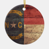 Old Wood North Carolina Flag; Keramisch Ornament (Voorkant)