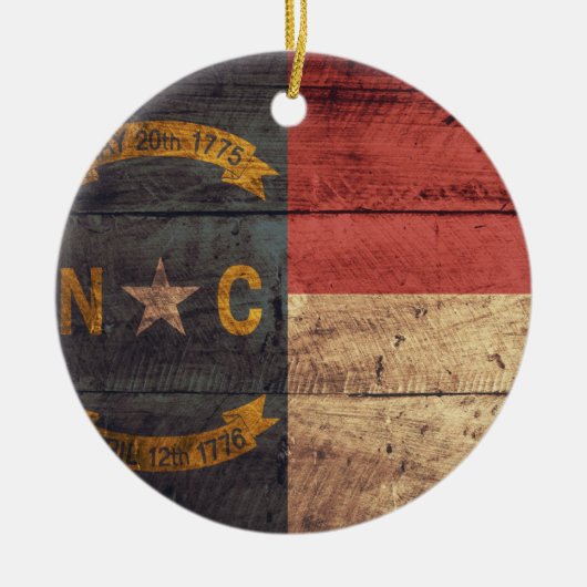 Old Wood North Carolina Flag; Keramisch Ornament (Voorkant)