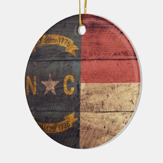 Old Wood North Carolina Flag; Keramisch Ornament (Links)