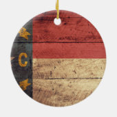 Old Wood North Carolina Flag; Keramisch Ornament (Achterkant)