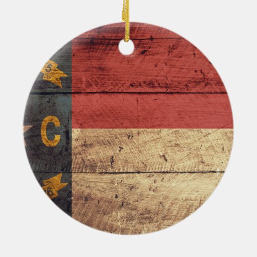 Old Wood North Carolina Flag; Keramisch Ornament (Achterkant)