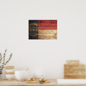 Old Wood North Carolina Flag; Poster (Keuken)