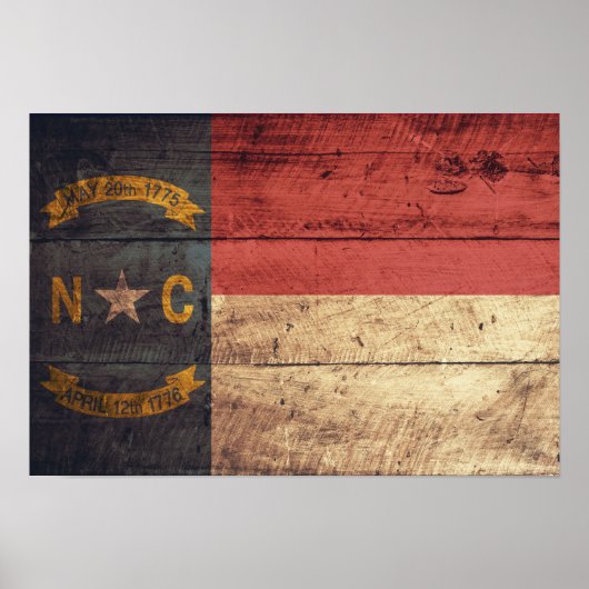 Old Wood North Carolina Flag; Poster (Voorkant)