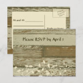 Old Wood RSVP gouden tint Uitnodiging Briefkaart (Voorkant / Achterkant)