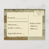Old Wood RSVP gouden tint Uitnodiging Briefkaart (Achterkant)