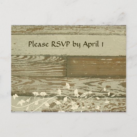 Old Wood RSVP gouden tint Uitnodiging Briefkaart (Voorkant)