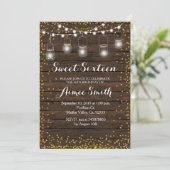 Old Wood Rustic Sweet 16 Verjaardag Kaart (Staand voorkant)