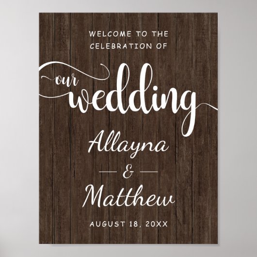 Old Wood Rustic Wedding Welcome Sign Poster (Voorkant)
