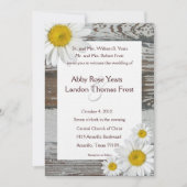 Old Wood Shasta Daisy Rustic Wedding Invitation Kaart (Voorkant)