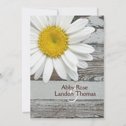 Old Wood Shasta Daisy Rustic Wedding Invitation Kaart (Achterkant)