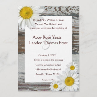 Old Wood Shasta Daisy Rustic Wedding Invitation Kaart