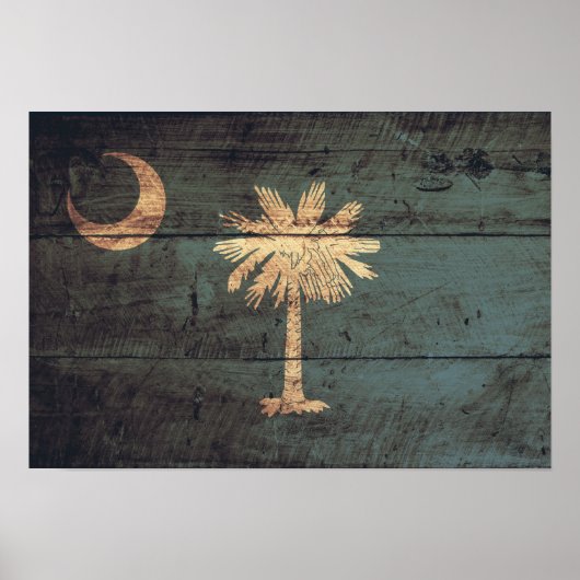Old Wood South Carolina Flag; Poster (Voorkant)