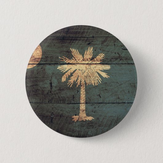 Old Wood South Carolina Flag; Ronde Button 5,7 Cm (Voorkant)