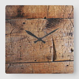 "Old Wood" Square Wall Clock Vierkante Klok
