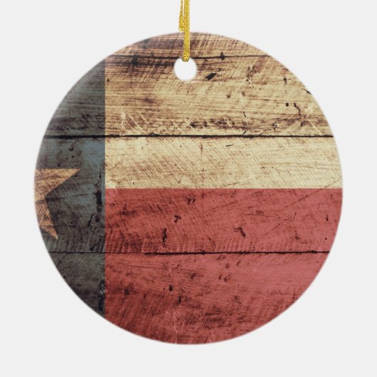 Old Wood Texas Flag Keramisch Ornament (Achterkant)