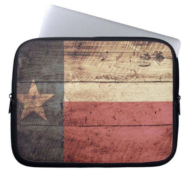 Old Wood Texas Flag Laptop Sleeve (Voorkant)