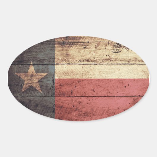 Old Wood Texas Flag Ovale Sticker (Voorkant)
