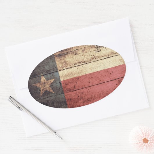 Old Wood Texas Flag Ovale Sticker (Envelop)