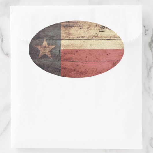 Old Wood Texas Flag Ovale Sticker (Tas)