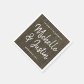 Old Wood Wedding Welkom Handgeschreven Sjabloon Servet (Hoek)