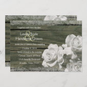 Old Wood White Ghost Rozen Weddenschap Kaart (Voorkant / Achterkant)