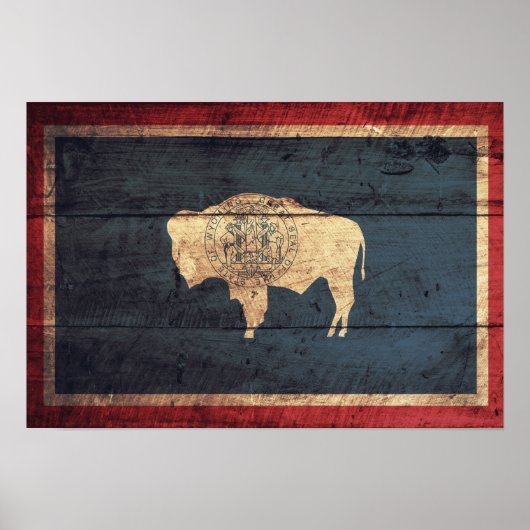 Old Wood Wyoming Flag Poster (Voorkant)