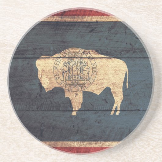 Old Wood Wyoming Flag Zandsteen Onderzetter (Voorkant)