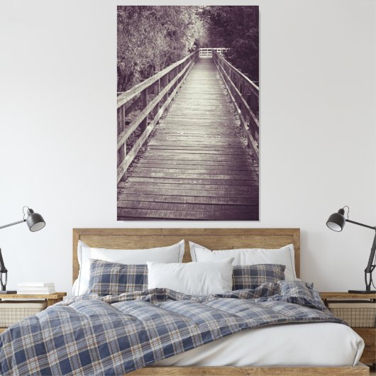 Old Wooden Boardwalk Canvas Afdruk (Insitu (Slaapkamer))