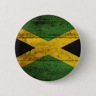 Old Wooden Jamaica Flag Ronde Button 5,7 Cm