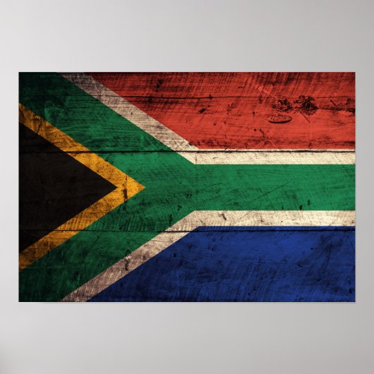 Old Wooden South Africa Flag Poster (Voorkant)