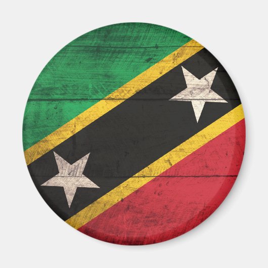Old Wooden St. Kitts en Nevis Flag Magneet (Voorkant)