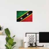 Old Wooden St. Kitts en Nevis Flag Poster (Thuiskantoor)