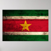 Old Wooden Suriname Flag Poster (Voorkant)